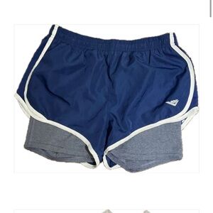 Blue and gray pony athletic shorts